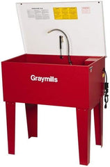 Graymills - Free Standing Solvent-Based Parts Washer - 15 Gal Max Operating Capacity, Steel Tank, 38-1/2" (Lid Close)/60" (Lid Open) High x 36" Long x 22" Wide, 115 Input Volts - Exact Industrial Supply