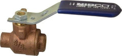 NIBCO - 3/8" Pipe, Full Port, Bronze Standard Ball Valve - 2 Piece, Inline - One Way Flow, Soldered x Soldered Ends, Lever Handle, 600 WOG, 150 WSP - Exact Industrial Supply