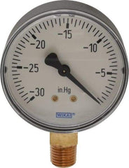 Wika - 2-1/2" Dial, 1/4 Thread, 30-0 Scale Range, Pressure Gauge - Lower Connection Mount, Accurate to 3-2-3% of Scale - Exact Industrial Supply