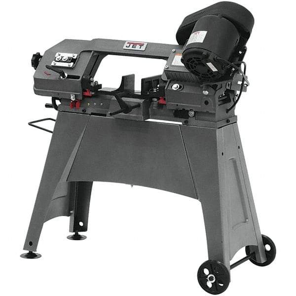 Jet - 5 x 6" Manual Combo Horizontal & Vertical Bandsaw - 1 Phase, 45° Vise Angle of Rotation, 0.5 hp, 115/230 Volts, Step Pulley Drive - Exact Industrial Supply