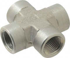 Parker - 1/2 Female Thread, Zinc Plated Steel Industrial Pipe Female Cross - FNPTF, 3,000 psi - Exact Industrial Supply