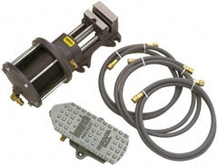 Heinrich - 6" Jaw Width, 7-3/8" Jaw Opening Capacity, Horizontal Stationary Machine Vise - Air Operation, 1 Station, 6-17/32" High x 2-1/2" Deep, 13/16" Jaw Height - Exact Industrial Supply