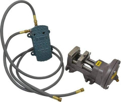 Heinrich - 3" Jaw Width, 3-1/8" Jaw Opening Capacity, Horizontal Stationary Machine Vise - Air Operation, 1 Station, 6-1/8" Long x 5-3/8" High x 1-1/4" Deep - Exact Industrial Supply