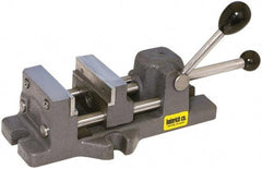 Heinrich - 4-11/16" Jaw Opening Capacity x 1-5/16" Throat Depth, Horizontal Drill Press Vise - 4" Wide x 4-11/16" High Jaw, Stationary Base, Standard Speed - Exact Industrial Supply