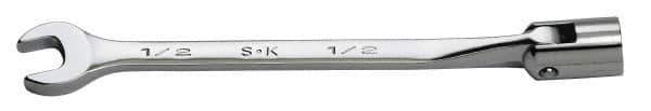 SK - 7/16" 12 Point Flexhead Combination Wrench - 7" OAL, Steel, Chrome Finish - Exact Industrial Supply