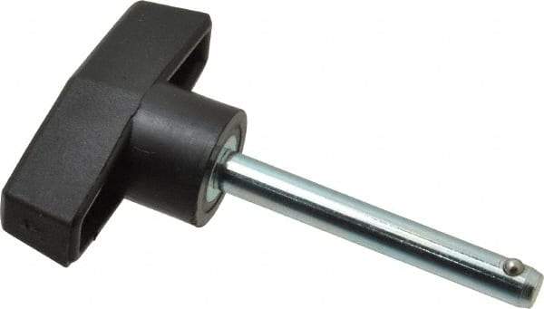 Value Collection - 1/4" Diam, 2" Usable Length, T Handle, Quick Release Pin - 2-3/4" OAL, Grade C1010/C1022 Steel, Zinc-Plated Finish - Exact Industrial Supply
