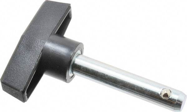 Value Collection - 3/8" Diam, 2" Usable Length, T Handle, Quick Release Pin - 2-7/8" OAL, Grade C1010/C1022 Steel, Zinc-Plated Finish - Exact Industrial Supply