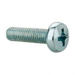 Value Collection - M8x1.25, 30mm Length Under Head Phillips Drive Machine Screw - Pan Head, Grade 4.8 Steel, Zinc-Plated Finish, Without Washer - Exact Industrial Supply