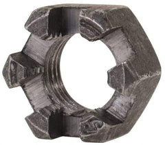 Value Collection - 3/8-24 UNF Grade 2 Steel Slotted Locknut - 9/16" Width Across Flats, 21/64" High, Uncoated - Exact Industrial Supply