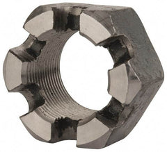 Value Collection - 1-1/2 - 12 UNF Grade 2 Steel Slotted Locknut - 2-1/4" Width Across Flats, 1-9/32" High, Uncoated - Exact Industrial Supply