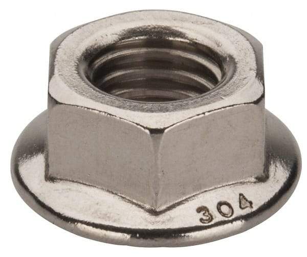 Value Collection - 1/2-13, 1.031" Flange Diam, Serrated Flange Nut - Grade 18-8 Stainless Steel, Uncoated Finish, 0.458" Flange Height - Exact Industrial Supply