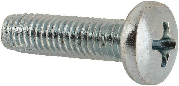 Value Collection - #10-32 UNF Thread, 3/4" Length Under Head, Phillips Drive Steel Thread Cutting Screw - Pan Head, Grade 2, Point Type F, Zinc-Plated Finish - Exact Industrial Supply