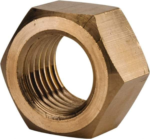 Value Collection - 1-1/4 - 7 UNC Brass Right Hand Hex Nut - 1-7/8" Across Flats, 1-1/16" High, Brass Finish - Exact Industrial Supply