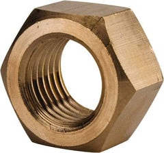 Value Collection - 1-1/4 - 7 UNC Brass Right Hand Hex Nut - 1-7/8" Across Flats, 1-1/16" High, Brass Finish - Exact Industrial Supply