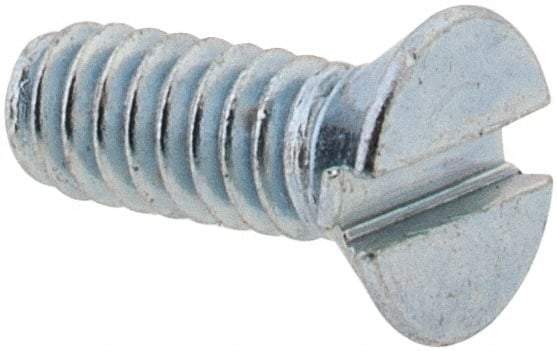 Value Collection - #2-56 UNC, 1/4" OAL Slotted Drive Machine Screw - Flat Head, Grade 2 Steel, Zinc-Plated Finish, Without Washer - Exact Industrial Supply