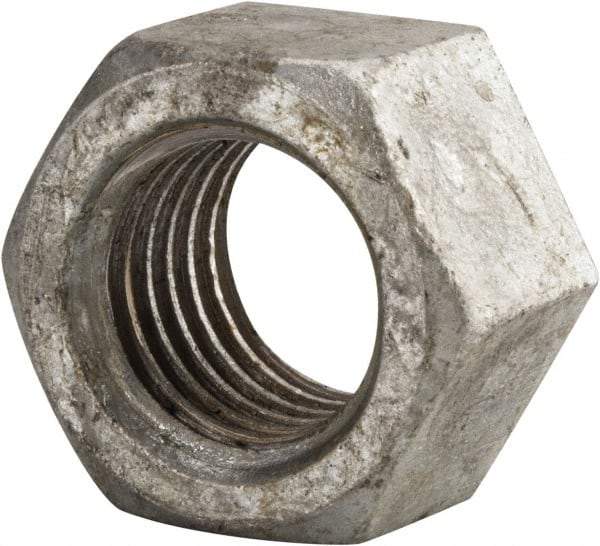 Value Collection - 1-3/8 - 6 UNC Steel Right Hand Hex Nut - 2-1/16" Across Flats, 1-11/64" High, Hot Dipped Galvanized Finish - Exact Industrial Supply