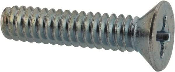 Value Collection - #10-24 UNC, 7/8" OAL Phillips Drive Machine Screw - Flat Head, Grade 2 Steel, Zinc-Plated Finish, Without Washer - Exact Industrial Supply