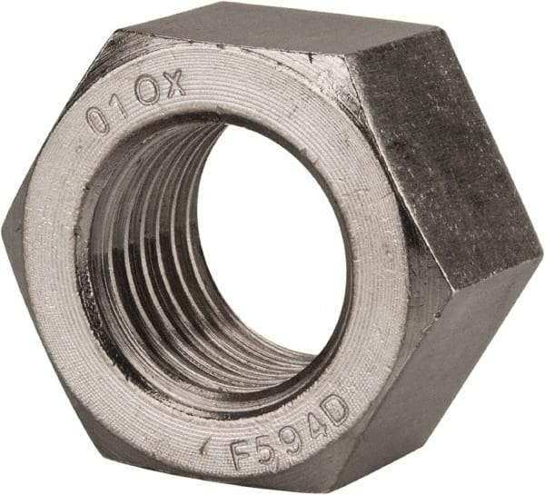Value Collection - 1-1/4 - 7 UNC Stainless Steel Right Hand Hex Nut - 1-7/8" Across Flats, 1-1/16" High, Uncoated - Exact Industrial Supply