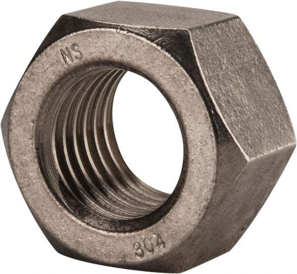 Value Collection - 1-3/8 - 6 UNC Stainless Steel Right Hand Hex Nut - 2-1/16" Across Flats, 1-11/64" High, Uncoated - Exact Industrial Supply