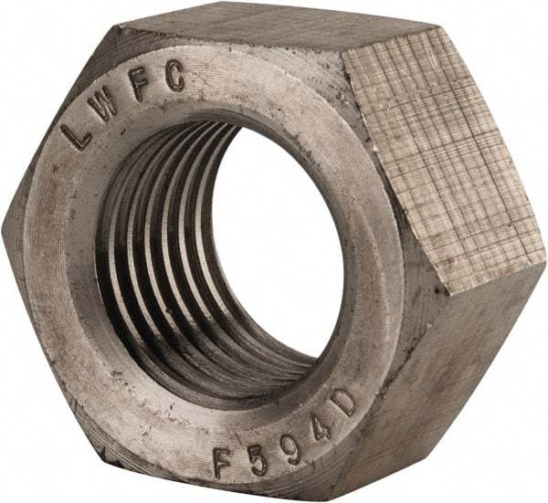 Value Collection - 1-1/2 - 6 UNC Stainless Steel Right Hand Hex Nut - 2-1/4" Across Flats, 1-9/32" High, Uncoated - Exact Industrial Supply