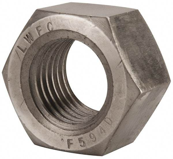 Value Collection - 1-3/4 - 5 UNC Stainless Steel Right Hand Hex Nut - 2-5/8" Across Flats, 1-1/2" High, Uncoated - Exact Industrial Supply