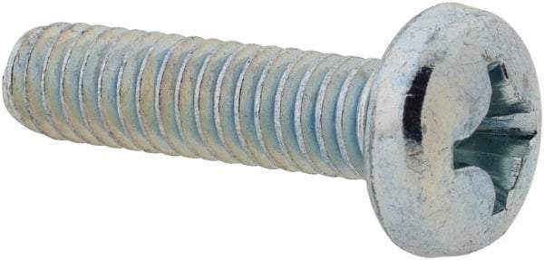 Value Collection - #12-24 UNC, 7/8" Length Under Head Phillips Drive Machine Screw - Pan Head, Grade 2 Steel, Zinc-Plated Finish, Without Washer - Exact Industrial Supply