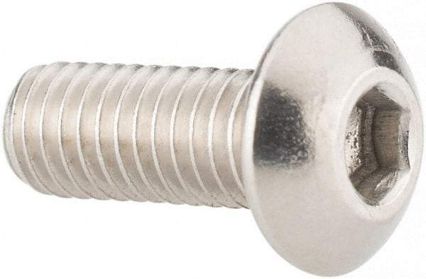 Value Collection - #10-32 UNF Hex Socket Drive, Button Screw - Grade 316 Stainless Steel, Uncoated, 1/2" Length Under Head - Exact Industrial Supply