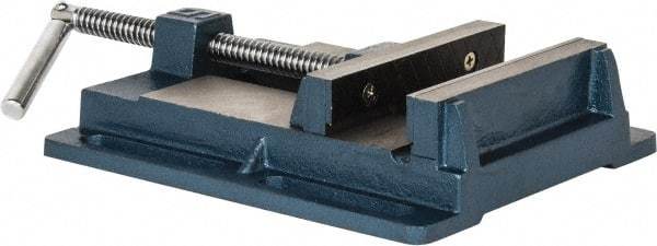 Interstate - 5-1/2" Jaw Opening Capacity x 1-7/64" Throat Depth, Horizontal Drill Press Vise - 6" Wide x 1-7/64" High Jaw, Stationary Base, Standard Speed, 10.86" OAL x 2.4" Overall Height, Cast Iron - Exact Industrial Supply