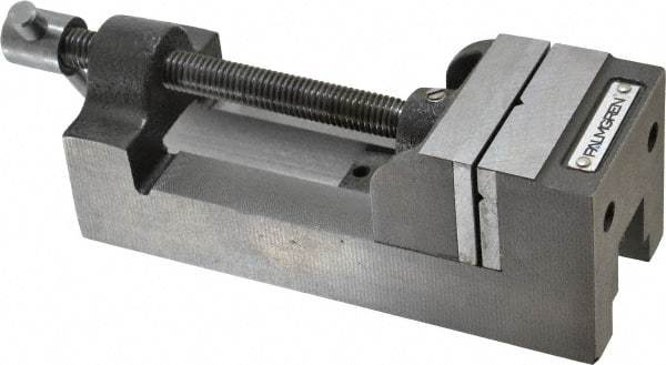 Palmgren - 2-1/2" Jaw Opening Capacity x 1-1/2" Throat Depth, Horizontal Drill Press Vise - 2-7/16" Wide Jaw, Stationary Base, Standard Speed, 7-1/4" OAL x 2-9/16" Overall Height, Cast Iron - Exact Industrial Supply