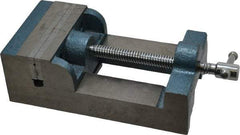 Interstate - 3-3/4" Jaw Opening Capacity x 1-13/64" Throat Depth, Horizontal Drill Press Vise - 4-1/2" Wide x 1.2" High Jaw, Stationary Base, Standard Speed, 10-1/4" OAL x 3" Overall Height, Cast Iron - Exact Industrial Supply