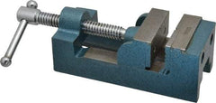 Interstate - 2-11/32" Jaw Opening Capacity x 1-7/64" Throat Depth, Horizontal Drill Press Vise - 2-1/2" Wide x 1.1" High Jaw, Stationary Base, Standard Speed, 7-27/64" OAL x 2-1/4" Overall Height, Cast Iron - Exact Industrial Supply