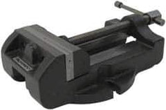 Palmgren - 4" Jaw Width, 4" Jaw Opening Capacity, Horizontal Stationary Machine Vise - Manual Operation, 1 Station, 11-3/4" Long x 3-3/8" High x 1-3/4" Deep, 1-3/4" Jaw Height, 30,000 psi Max Clamp Force, Cast Iron - Exact Industrial Supply