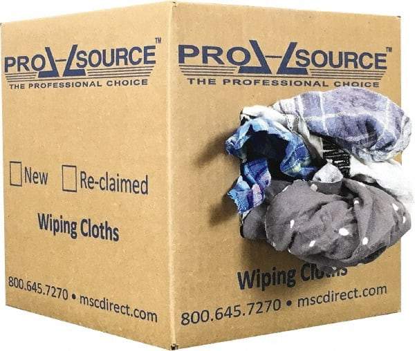 PRO-SOURCE - Reclaimed Cotton Polishing and Dust Cloths - Assorted Colors, Flannel, Low Lint, 5 Lbs. at 3 to 4 per Pound, Box - Exact Industrial Supply