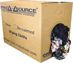 PRO-SOURCE - Reclaimed Cotton Polishing and Dust Cloths - Assorted Colors, Flannel, Low Lint, 50 Lbs. at 3 to 4 per Pound, Box - Exact Industrial Supply