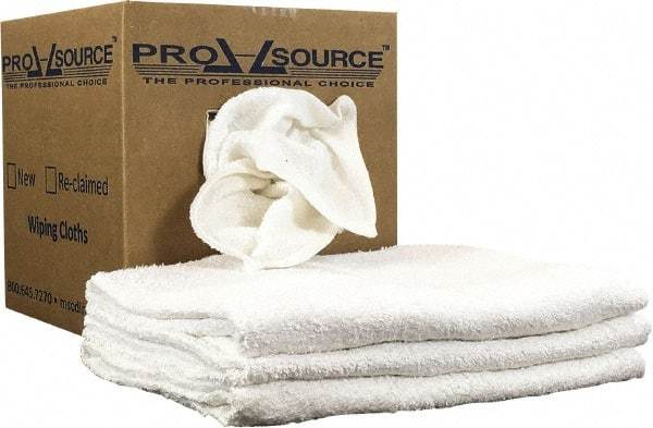 PRO-SOURCE - 40 Inch Long Virgin Terry Cotton Towels - White, Terry Cloth, Medium Lint, Box - Exact Industrial Supply