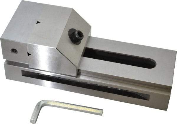 Interstate - 3-1/2" Jaw Width, 4-7/8" Jaw Opening Capacity, 1-9/16" Jaw Height, Toolmaker's Vise - Flat Jaw, 0.0002" Parallelism, 0.0002" Squareness, 9-1/4" OAL x 3.3" OAH - Exact Industrial Supply