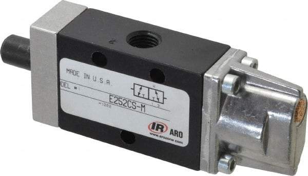 ARO/Ingersoll-Rand - 3 Way Valve For Air Equipment - 1/4 NPT Inlet, 1/4 NPT Outlet, Cam Stem/Spring Actuator, 0.7 CV Rate - Exact Industrial Supply