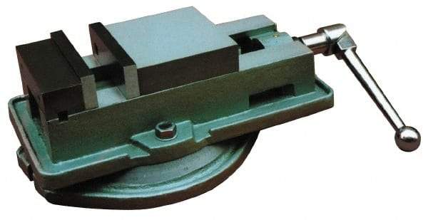 Interstate - 4" Jaw Width, 3-7/8" Jaw Opening Capacity, Horizontal Swivel Machine Vise - Manual Operation, 4,496 Lb Capacity, 1 Station, 12.97" Long x 3.7" High x 1-13/64" Deep, 1-1/8" Jaw Height, Cast Iron - Exact Industrial Supply