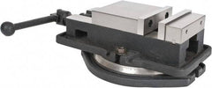 Interstate - 5" Jaw Width, 4-19/32" Jaw Opening Capacity, Horizontal Swivel Machine Vise - Manual Operation, 4,945 Lb Capacity, 1 Station, 14.3" Long x 3.95" High x 1-11/32" Deep, 0.98" Jaw Height, Cast Iron - Exact Industrial Supply