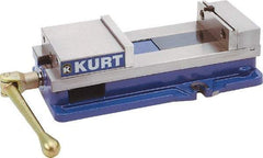 Kurt - 10" Jaw Width, 9-3/4" Jaw Opening Capacity, Horizontal Stationary Machine Vise - Manual Operation, 26,277 Lb Capacity, 1 Station, 29.19" Long x 6-13/16" High x 2-15/16" Deep, 2-1/2" Jaw Height, 80,000 psi Max Clamp Force, Ductile Iron - Exact Industrial Supply