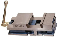 Kurt - 6" Jaw Width, 6" Jaw Opening Capacity, Horizontal Stationary Machine Vise - Air Operation, 5,000 Lb Capacity, 1 Station, 17" Long x 4.6720" High x 1-31/64" Deep, 1.735" Jaw Height, 100 psi Max Clamp Force - Exact Industrial Supply