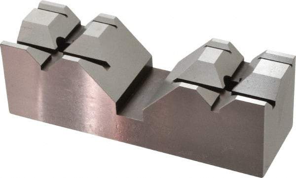 Kurt - 5.969" Wide x 1.88" High x 1-7/8" ThickV-Groove Vise Jaw - Hard, Steel, Fixed Jaw, Compatible with 6" Vises - Exact Industrial Supply