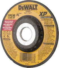 DeWALT - 24 Grit, 4-1/2" Wheel Diam, 1/8" Wheel Thickness, 7/8" Arbor Hole, Type 27 Depressed Center Wheel - Zirconia Alumina, R Hardness, 13,300 Max RPM, Compatible with Angle Grinder - Exact Industrial Supply