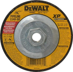 DeWALT - 24 Grit, 4-1/2" Wheel Diam, 1/8" Wheel Thickness, Type 27 Depressed Center Wheel - Zirconia Alumina, R Hardness, 13,300 Max RPM, Compatible with Angle Grinder - Exact Industrial Supply