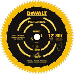 DeWALT - 12" Diam, 1" Arbor Hole Diam, 80 Tooth Wet & Dry Cut Saw Blade - Carbide-Tipped, Finishing Action, Standard Round Arbor - Exact Industrial Supply