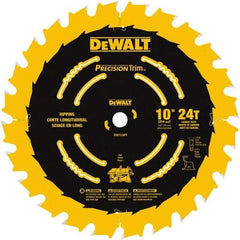 DeWALT - 10" Diam, 5/8" Arbor Hole Diam, 24 Tooth Wet & Dry Cut Saw Blade - Carbide-Tipped, Ripping Action, Standard Round Arbor - Exact Industrial Supply