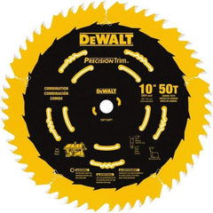 DeWALT - 10" Diam, 5/8" Arbor Hole Diam, 50 Tooth Wet & Dry Cut Saw Blade - Carbide-Tipped, Combination Action, Standard Round Arbor - Exact Industrial Supply