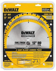 DeWALT - 12" Diam, 1" Arbor Hole Diam, 32 & 80 Tooth Wet & Dry Cut Saw Blade - Carbide-Tipped, Standard Round Arbor - Exact Industrial Supply