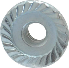 Value Collection - #6-32, 27/64" Flange Diam, Serrated Flange Nut - Grade Grade 2 Steel, Zinc-Plated Finish, 0.171" Flange Height - Exact Industrial Supply