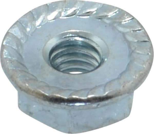 Value Collection - #8-32, 15/32" Flange Diam, Serrated Flange Nut - Grade Grade 2 Steel, Zinc-Plated Finish, 0.203" Flange Height - Exact Industrial Supply
